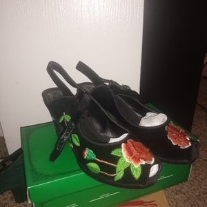 Miss L Fire heel Emily sandals embroidery black 39